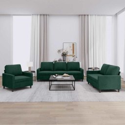 Set de canapele cu perne, 3 piese, verde închis, catifea GartenMobel Dekor