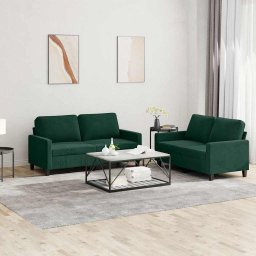 Set de canapele cu perne, 2 piese, verde închis, catifea GartenMobel Dekor