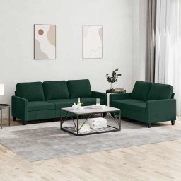 Set de canapele cu perne, 2 piese, verde închis, catifea GartenMobel Dekor