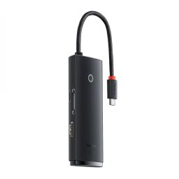 DOCKING Station Baseus Lite, conectare PC USB Type-C, USB 3.0 x 2, USB Type C x 1, HDMI x 1/4K/30Hz, card reader SD/microSD, negru WKQX050001 (timbru verde 0.18 lei) - 6932172606329