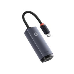 ADAPTOR RETEA Baseus Lite, USB Type-C to RJ-45 Gigabit LAN, metalic, LED, gri WKQX000313 (timbru verde 0.18 lei) - 6932172606138