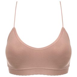 Bustieră Fitness Luna Contour Bra - Nude Pink, Design One Size Seamless cu Bureți și Margine în Valuri
