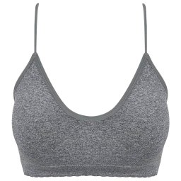 Bustieră Fitness Luna Contour Bra - Gray, Design One Size Seamless cu Bureți și Margine în Valuri