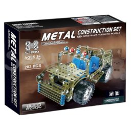 Joc constructii din metal 283 piese - masina de teren decapotabila verde, 8 ani+