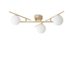 Plafoniera globuri Atlas 311340, 3xG9, L:50 cm, metal auriu, sticlă albă