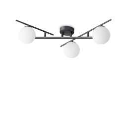Plafoniera globuri Atlas 311357, 3xG9, L:50 cm, metal negru, sticlă albă