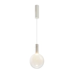 Pendul Nebula MOD182PL-L4W3K, D:20 cm, metal alb, sticlă albă
