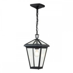 Pendul exterior Alford Place QN-ALFORD-PLACE8-S-MB, 1x60W E27, IP44, H:min 45,9 cm - max 201,6 cm, L:20,3 cm, metal negru, sticla transparentă