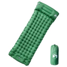 Saltea camping auto-gonflabila, cu perna, 1 persoana, verde GartenMobel Dekor