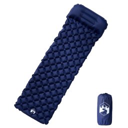Saltea de camping gonflabila cu perna, 1 persoana, bleumarin GartenMobel Dekor