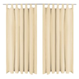 Draperii micro-satin cu bride, 2 buc, 140 x 245 cm, bej GartenMobel Dekor