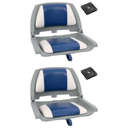 Set scaun pliabil pentru barca, 4 piese, cu perna alb-albastru GartenMobel Dekor