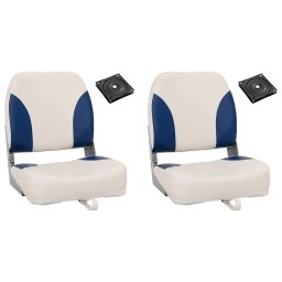 Set 2 scaun pliabil pentru barca, cu perna alb-albastru GartenMobel Dekor