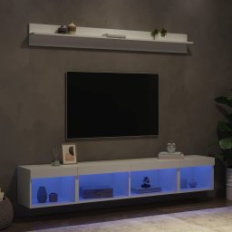 Unitati de perete TV cu LED-uri, 5 piese, alb, lemn prelucrat GartenMobel Dekor