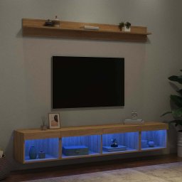 Unitati de perete TV cu LED-uri, 5 piese, stejar sonoma, lemn GartenMobel Dekor