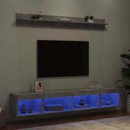 Unitati TV de perete cu LED-uri 5 piese gri beton lemn compozit GartenMobel Dekor