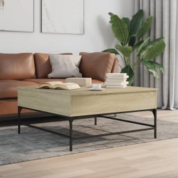 Masuta cafea stejar sonoma 95x95x45 cm lemn prelucrat si metal GartenMobel Dekor