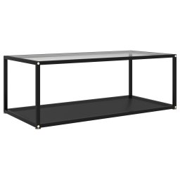 Masuta cafea transparent/negru 100x50x35 cm sticla securizata GartenMobel Dekor