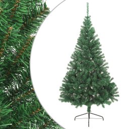 Jumatate brad de Craciun artificial cu suport, verde 240 cm PVC GartenMobel Dekor