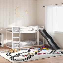 Pat supraetajat cu tobogan si scara, 90x200 cm, lemn masiv pin GartenMobel Dekor