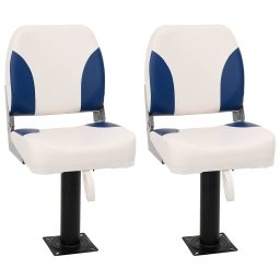 Set 2 scaun pliabil pentru barca, albastru si alb, 41x36x48 cm GartenMobel Dekor