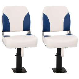 Set 2 scaun pliabil pentru barca, albastru si alb, 41x36x48 cm GartenMobel Dekor