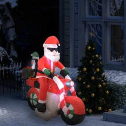 Mos Craciun pe motocicleta gonflabil, LED, IP44, 160 cm GartenMobel Dekor