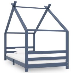 Cadru de pat pentru copii, gri, 90 x 200 cm, lemn masiv de pin GartenMobel Dekor