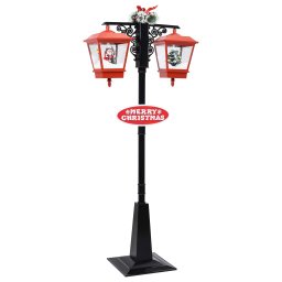 Felinar stradal cu mos Craciun, negru/rosu, 81x40x188 cm PVC GartenMobel Dekor