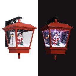 Felinar de perete cu leduri si Mos Craciun, rosu, 40x27x45 cm GartenMobel Dekor