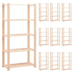 Etajera cu 5 niveluri, 10 buc., 80x38x170 cm, pin masiv, 250 kg GartenMobel Dekor