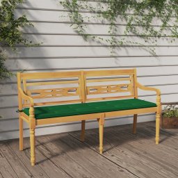 Banca Batavia cu perna verde, 150 cm, lemn masiv de tec GartenMobel Dekor