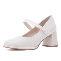 Pantofi dama eleganti din piele naturala lacuita, Feeling 91295, alb