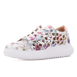 Pantofi dama sport din piele naturala, Lee Cooper OBUWIE LCW-26-15-4232L, alb multicolor