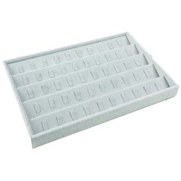 Tavă de Catifea pentru Bijuterii - Gri / Negru - 50 Compartimente Pentru Inele
