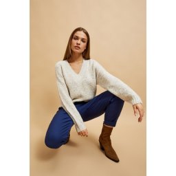 Marisse Pearl V-Neck Sweater With Long Sleeves