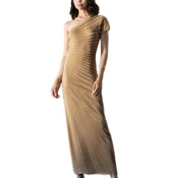 AGGEL Rochie Lurex-Lyocell One Shoulder SS63130K 1052 tan gold