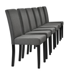 Set 6 scaune dining Hamburg tapitate, textil gri inchis, [en.casa]