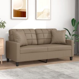 Canapea cu 2 locuri cu pernute, cappuccino, 140 cm, piele eco. GartenMobel Dekor