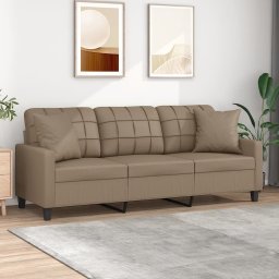 Canapea cu 3 locuri cu pernute, cappuccino, 180 cm, piele eco. GartenMobel Dekor