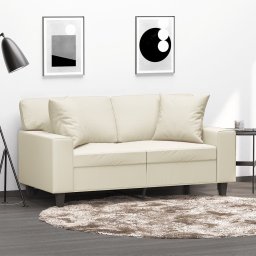 Canapea cu 2 locuri cu pernute, crem, 120 cm, piele ecologica GartenMobel Dekor