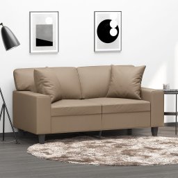 Canapea cu 2 locuri cu pernute, cappuccino, 120 cm, piele eco. GartenMobel Dekor