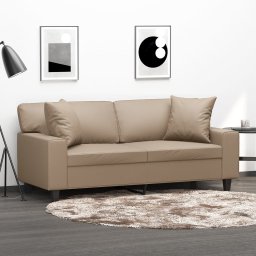 Canapea cu 2 locuri cu pernute, cappuccino, 140 cm, piele eco. GartenMobel Dekor
