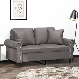 Canapea cu 2 locuri cu pernute, gri, 120 cm, piele ecologica GartenMobel Dekor