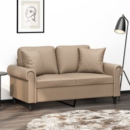 Canapea cu 2 locuri cu pernute, cappuccino, 120 cm, piele eco. GartenMobel Dekor