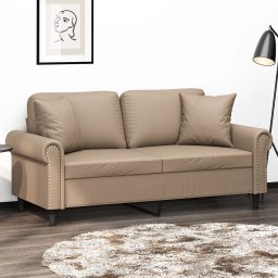 Canapea cu 2 locuri cu pernute, cappuccino, 140 cm, piele eco. GartenMobel Dekor