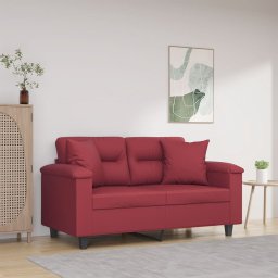 Canapea cu 2 locuri cu pernute, rosu vin 120 cm piele ecologica GartenMobel Dekor