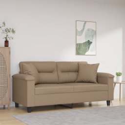 Canapea cu 2 locuri cu pernute, cappuccino, 140 cm, piele eco. GartenMobel Dekor