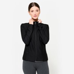 Bluză de trening cu fermoar fitness 100 Negru Damă