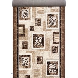 Traversa Luna 1835-12, Latime 1m, Marime 100 x 800 cm, Crem, Maro, Inaltime Fir 6 mm, Festonata Surfilata Tivita, Antialergica, Polipropilena, Living, Dormitor, Sufragerie, Birou